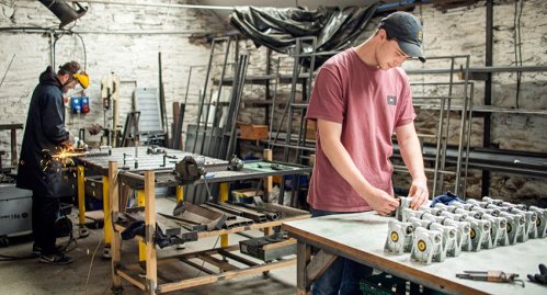 working in the metal workshop